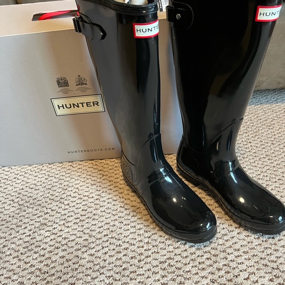 Hunter back adjust black Gloss Boots - Picture 4 of 8